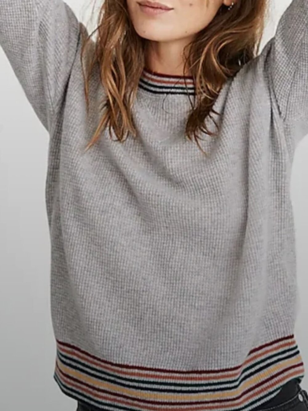 Madewell Rainbow Trim 100% Cashmere Sweater Size M